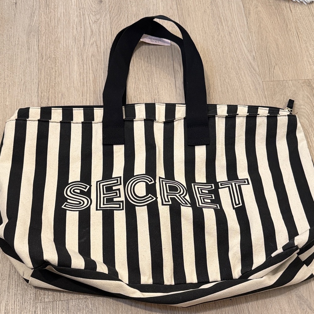 Striped Black and White Tote Bag Victoria secret